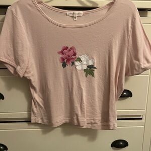 Truly madly deeply pink baby tee with flowers